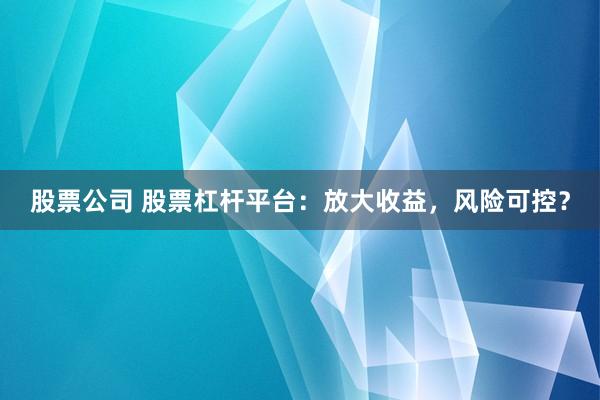 股票公司 股票杠杆平台：放大收益，风险可控？